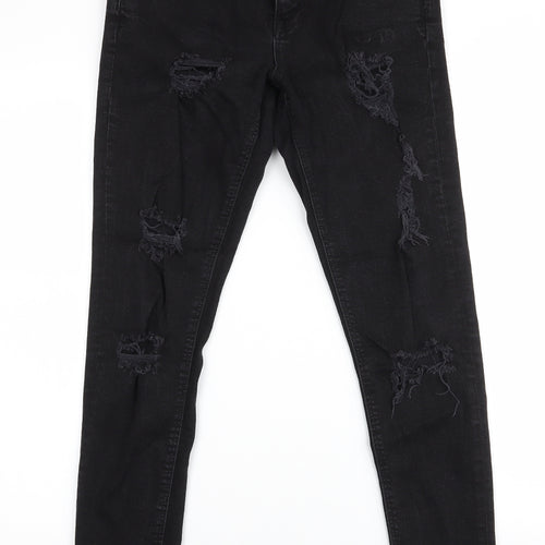 Denim & Co. Womens Black  Cotton Skinny Jeans Size 10 L29 in Slim Zip