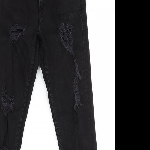 Denim & Co. Womens Black  Cotton Skinny Jeans Size 10 L29 in Slim Zip