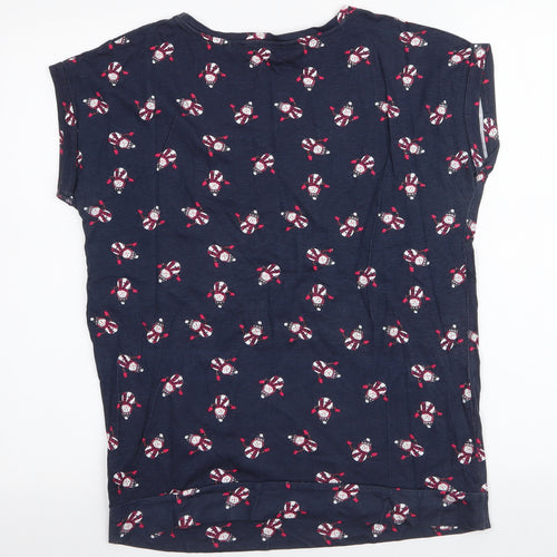 Red Herring Womens Blue  Cotton Jersey T-Shirt Size 12 Round Neck - Snowman