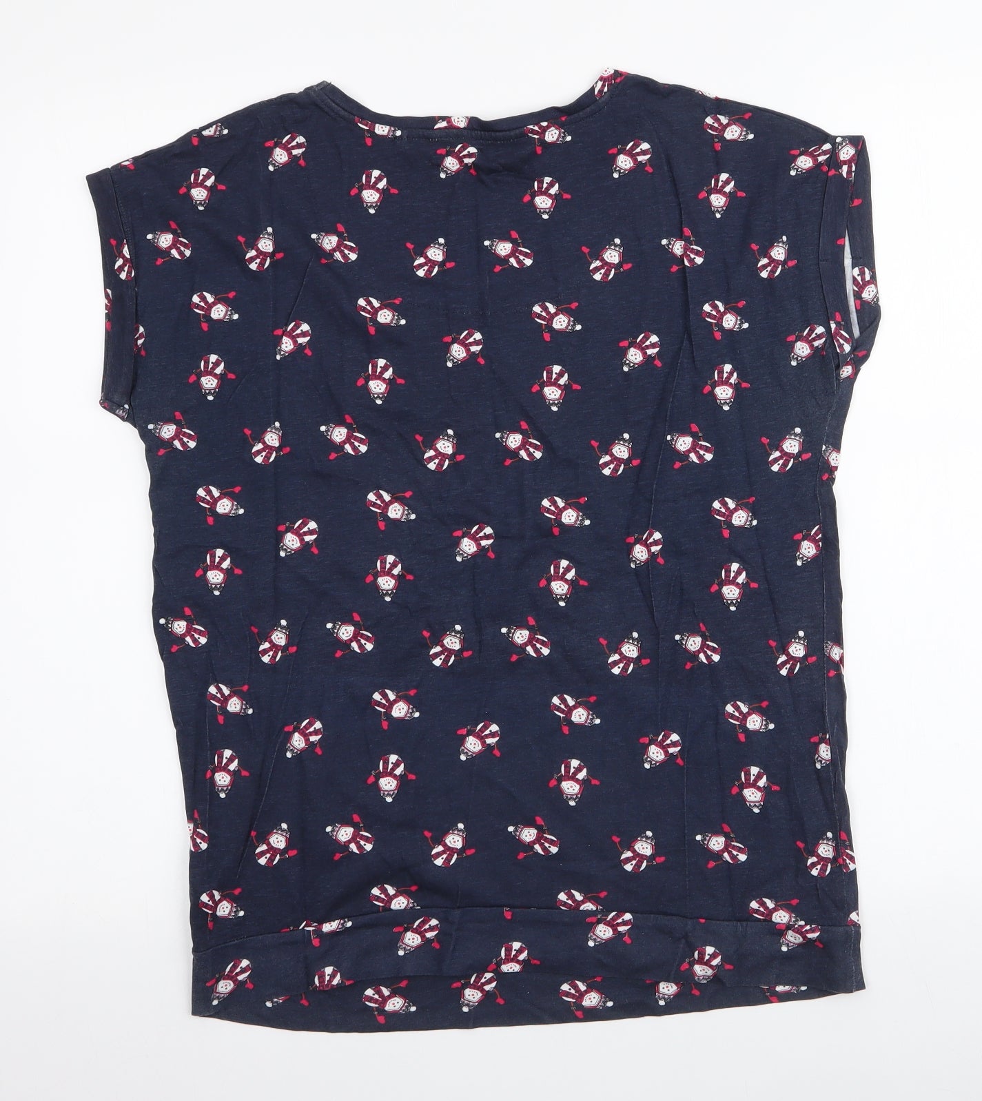 Red Herring Womens Blue  Cotton Jersey T-Shirt Size 12 Round Neck - Snowman