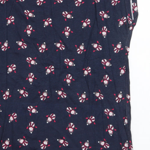 Red Herring Womens Blue  Cotton Jersey T-Shirt Size 12 Round Neck - Snowman
