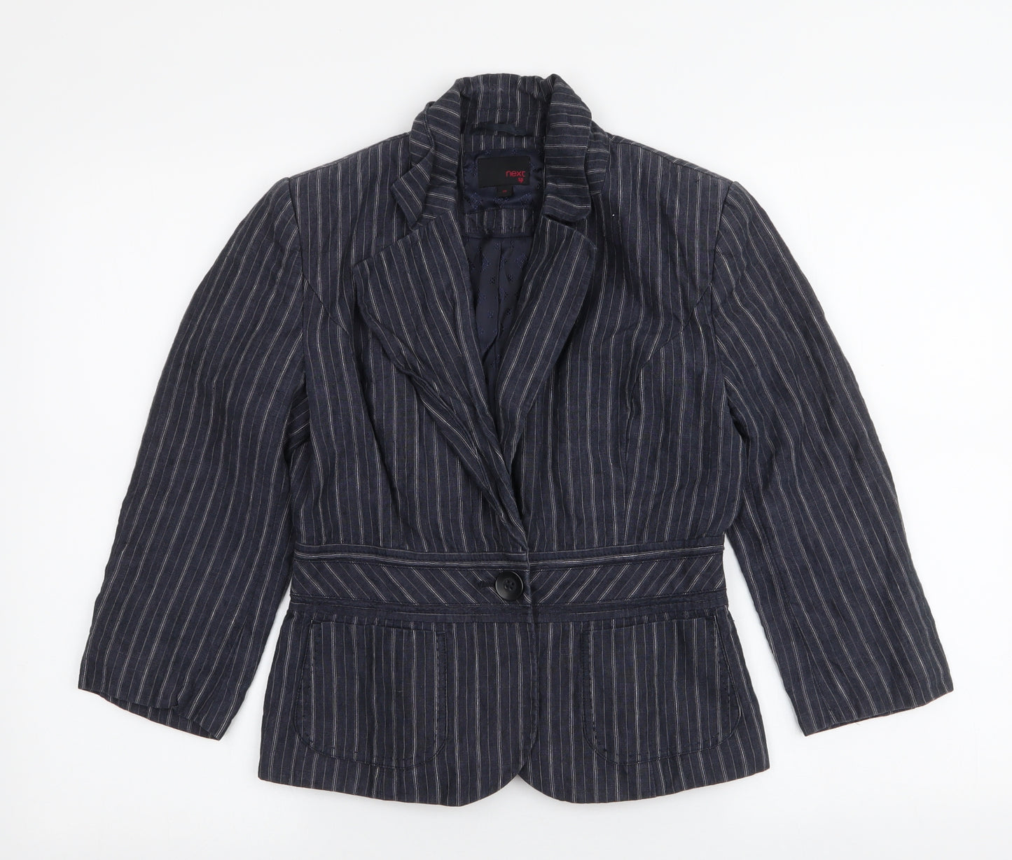 NEXT Womens Blue Striped  Jacket Blazer Size 10  Button