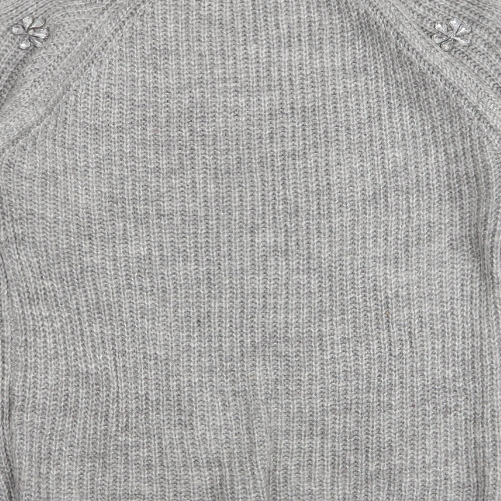 Primark Girls Grey Round Neck  Acrylic Pullover Jumper Size 12-13 Years  Pullover - Cold Shoulder