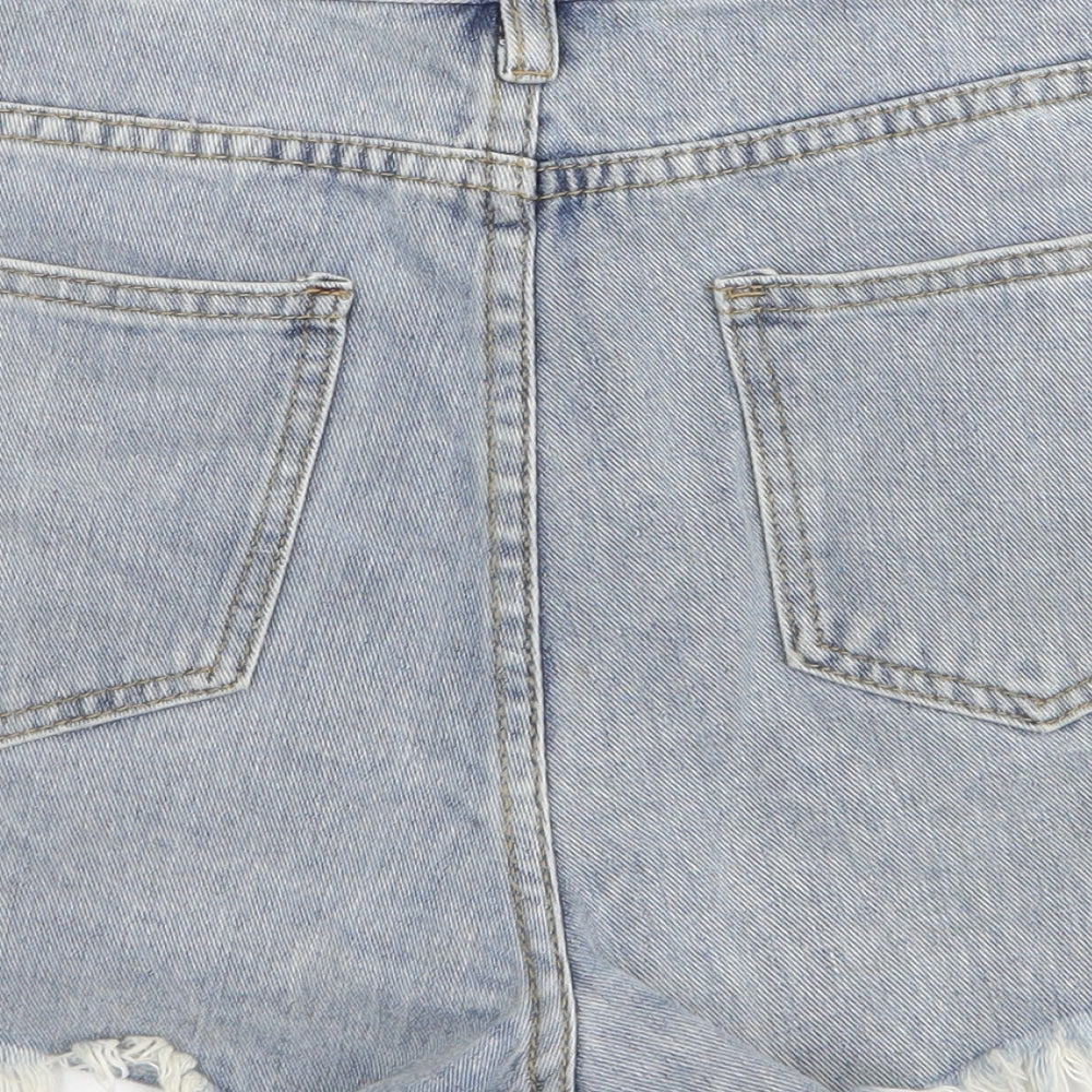 Preworn Womens Blue  Polyester Mom Shorts Size M L3 in Regular Zip