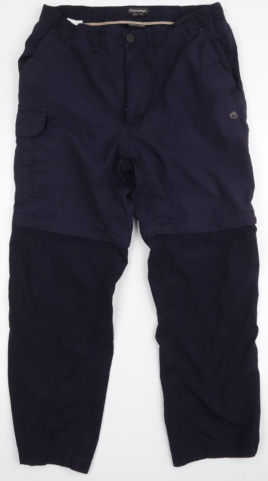 Craghoppers Mens Blue  Polyester Cargo Trousers Size S L27 in Regular Zip - Removable bottom