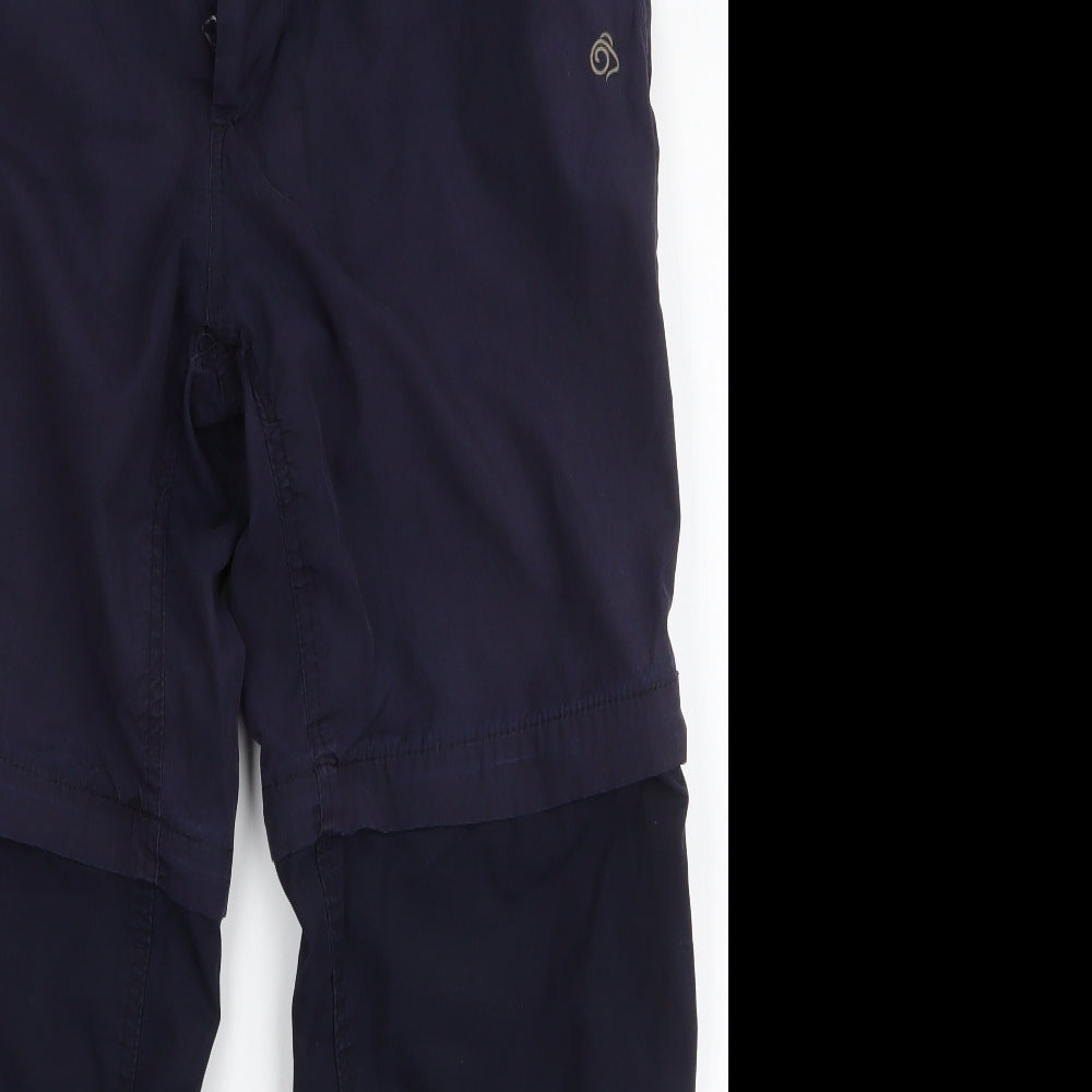 Craghoppers Mens Blue  Polyester Cargo Trousers Size S L27 in Regular Zip - Removable bottom