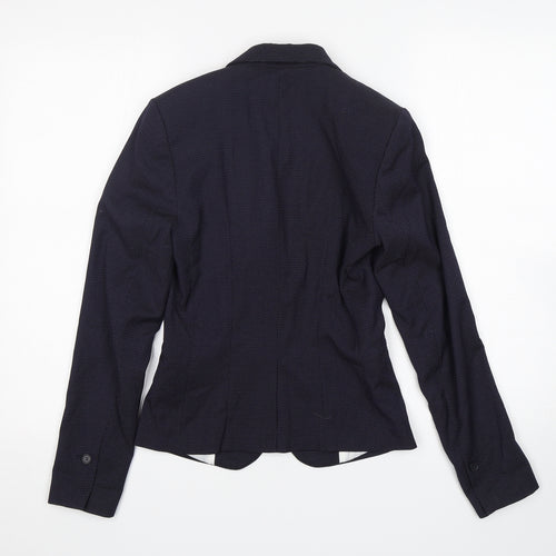 H&M Womens Blue Polka Dot Polyester Jacket Blazer Size 4