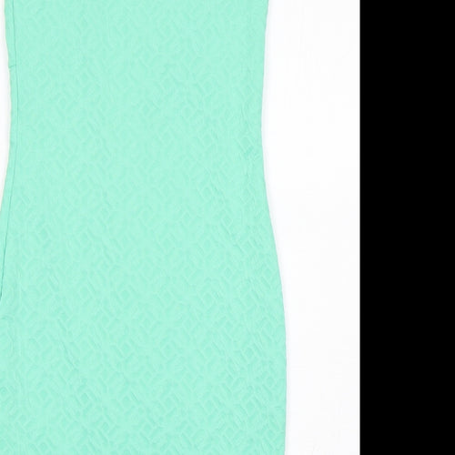 Ariana Womens Green  Viscose Pencil Dress  Size 10  Round Neck Zip