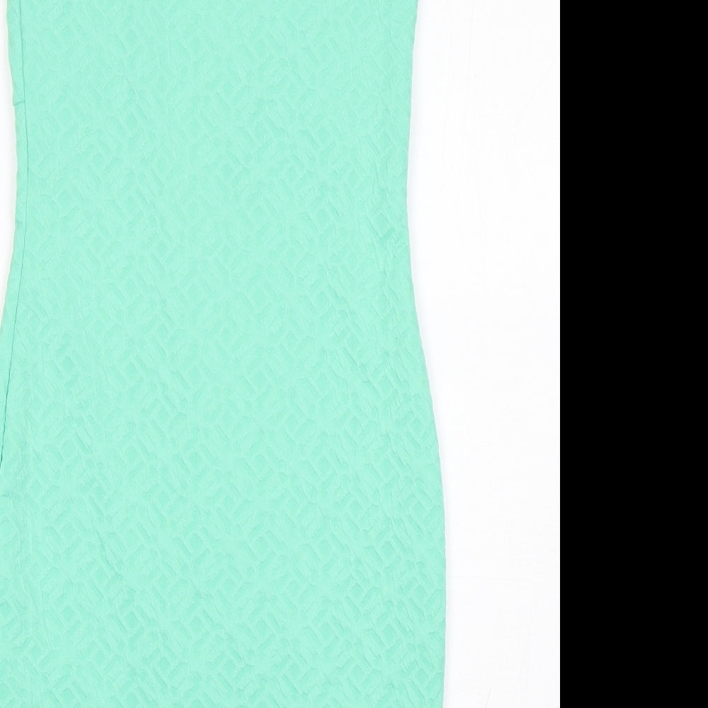 Ariana Womens Green  Viscose Pencil Dress  Size 10  Round Neck Zip