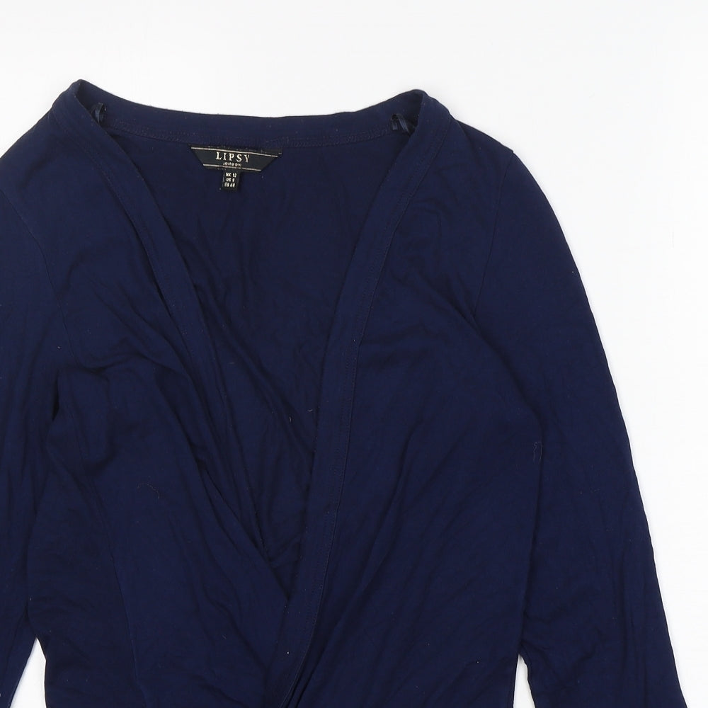 Lipsy Womens Blue V-Neck  Viscose Cardigan Jumper Size 12