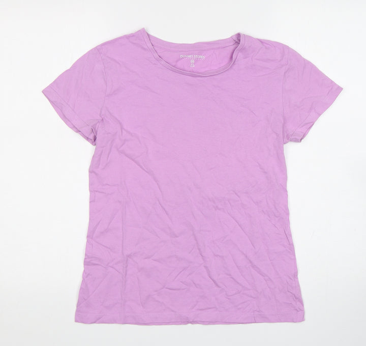 Dunnes Stores Womens Pink  Cotton Basic T-Shirt Size 6 Round Neck
