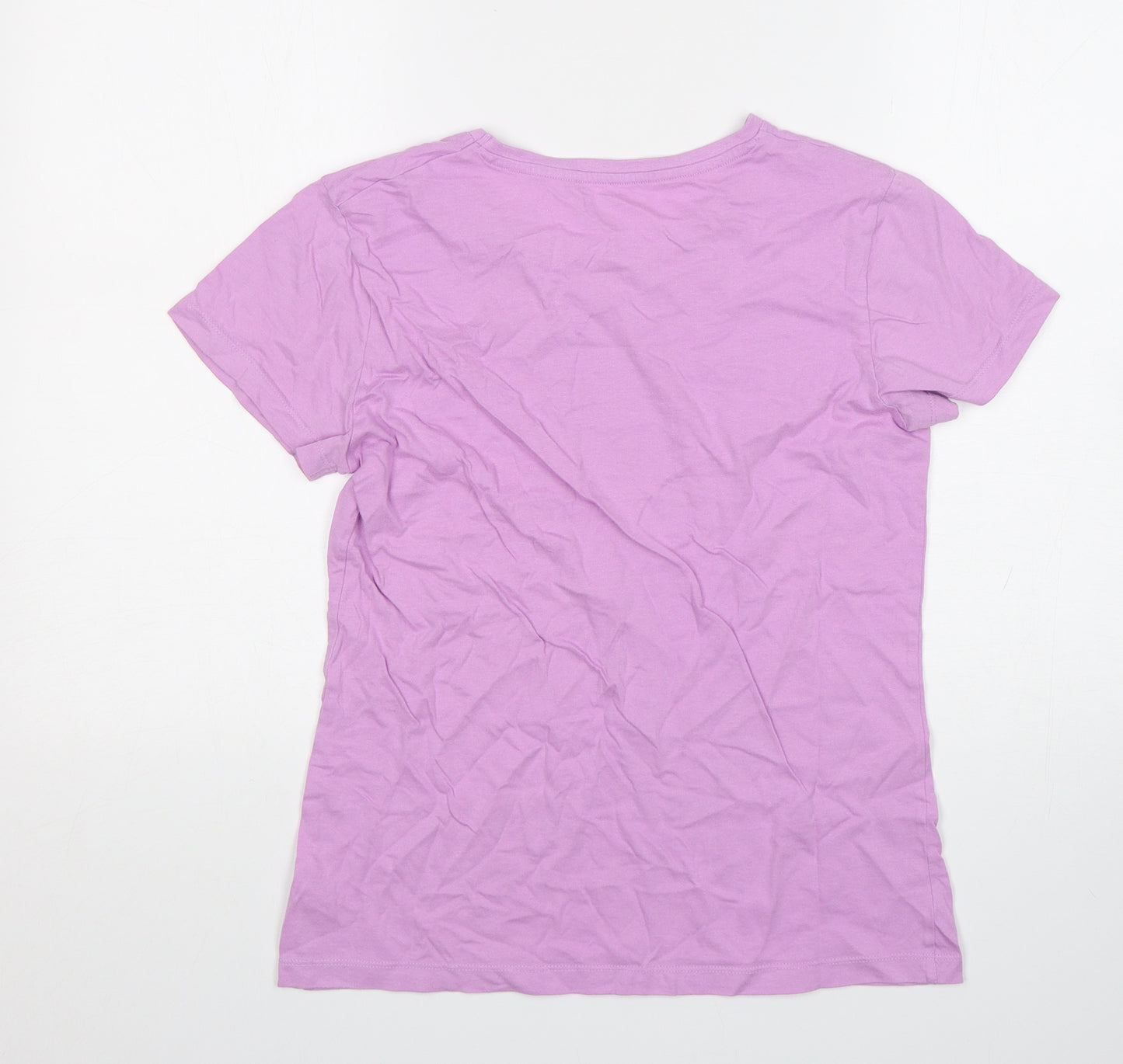 Dunnes Stores Womens Pink  Cotton Basic T-Shirt Size 6 Round Neck