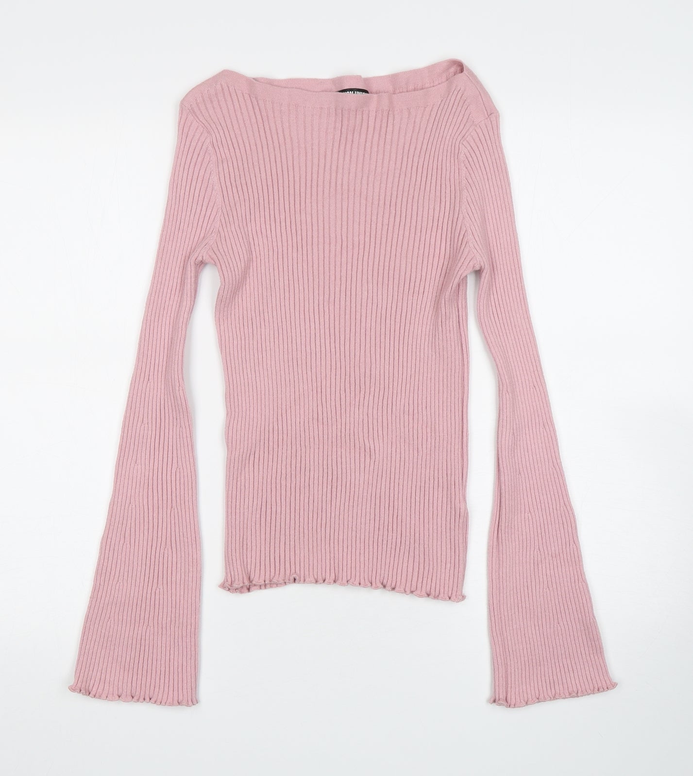 Fashion Union Womens Pink Boat Neck  Viscose Pullover Jumper Size 10