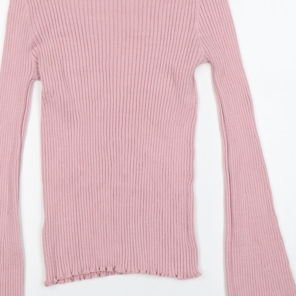 Fashion Union Womens Pink Boat Neck  Viscose Pullover Jumper Size 10