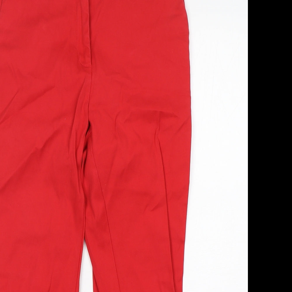 NEXT Womens Red  Cotton Pedal Pusher Trousers Size 10 L25 in Regular
