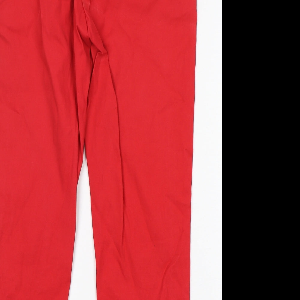 NEXT Womens Red  Cotton Pedal Pusher Trousers Size 10 L25 in Regular