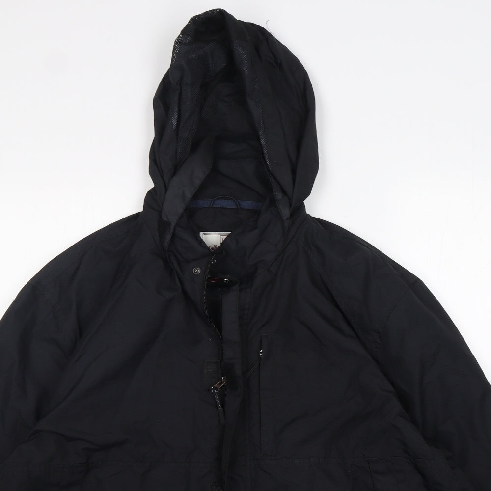 TU Mens Black   Windbreaker Coat Size XL  Zip