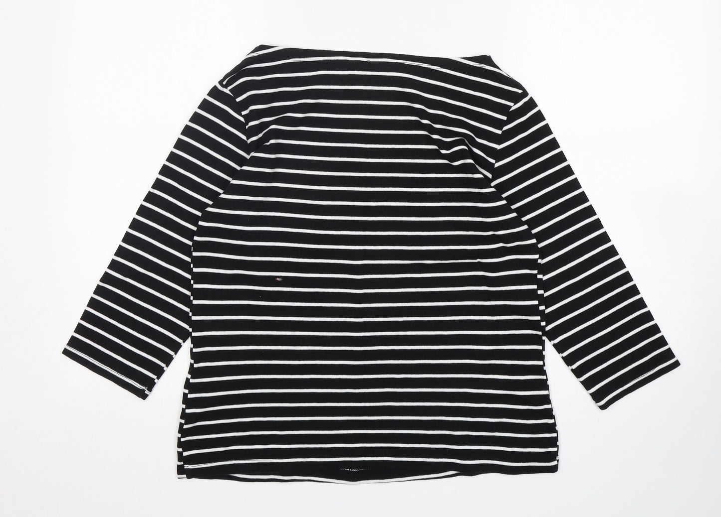 F&F Womens Multicoloured Striped Cotton Basic T-Shirt Size 14 Boat Neck