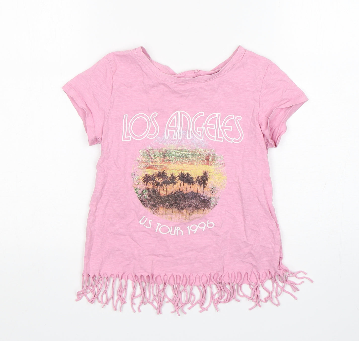 NEXT Girls Pink  Cotton Basic T-Shirt Size 9 Years Round Neck Pullover - Los Angeles