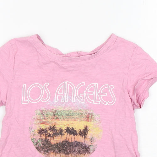 NEXT Girls Pink  Cotton Basic T-Shirt Size 9 Years Round Neck Pullover - Los Angeles