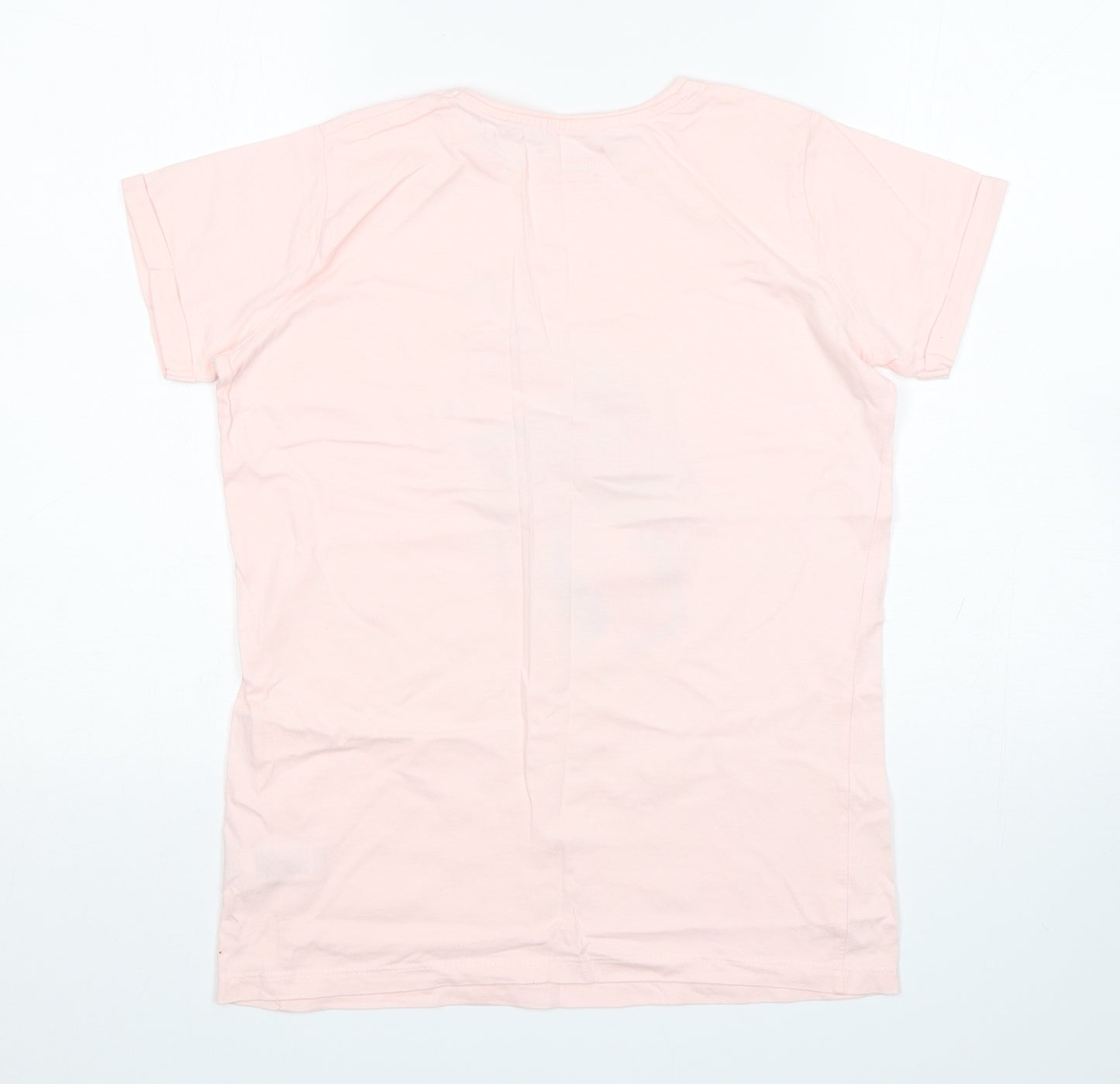 Primark Girls Pink  Cotton Basic T-Shirt Size 14-15 Years Round Neck Pullover - unicorn