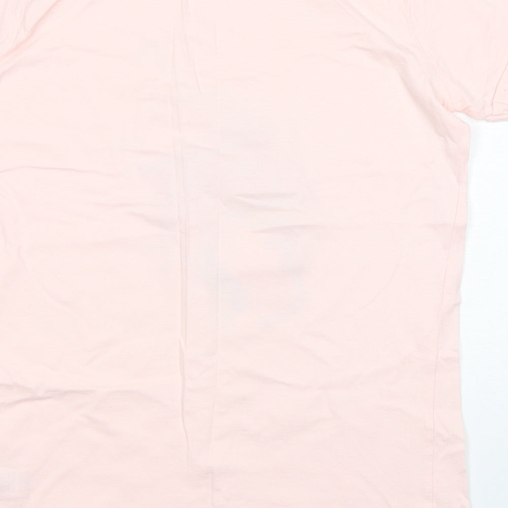 Primark Girls Pink  Cotton Basic T-Shirt Size 14-15 Years Round Neck Pullover - unicorn