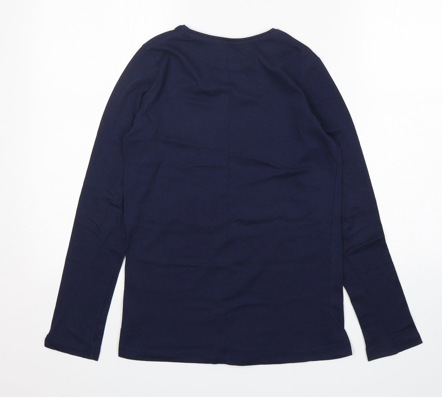 Primark Girls Blue  Cotton Basic T-Shirt Size 12-13 Years Round Neck Pullover