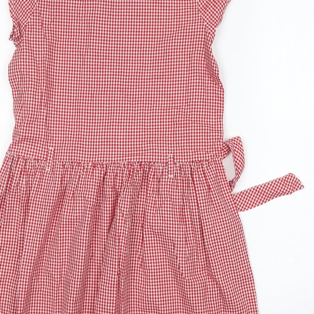 George Girls Red Check Cotton A-Line  Size 13-14 Years  Collared  - School Wear