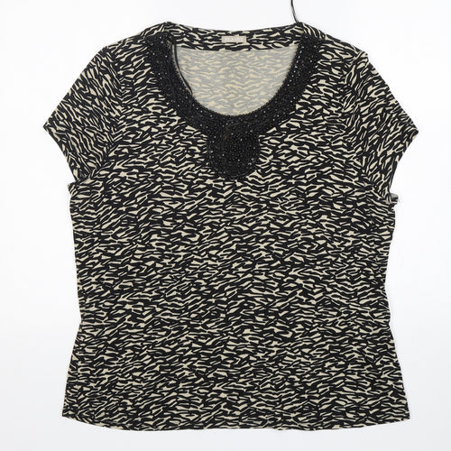 Planet Womens Multicoloured Animal Print Viscose Basic T-Shirt Size XL Round Neck