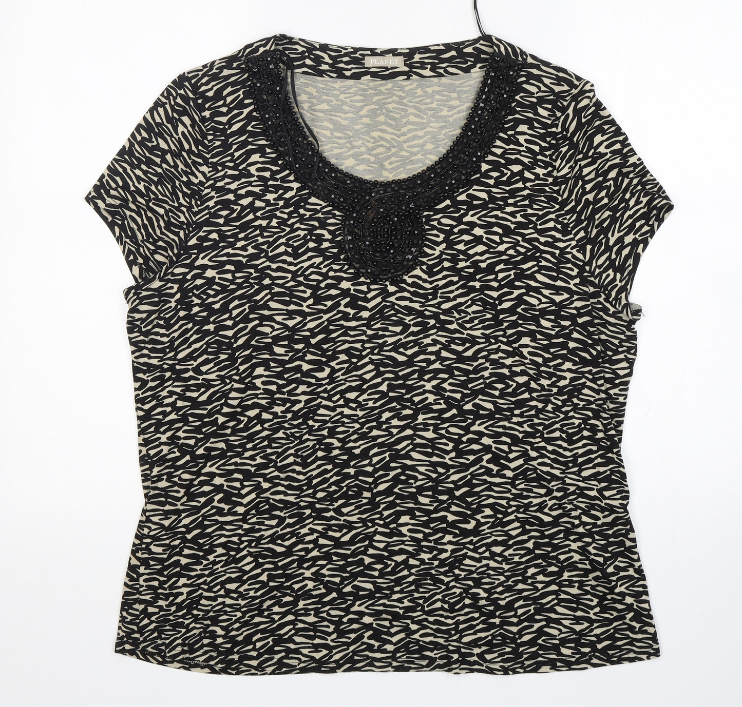 Planet Womens Multicoloured Animal Print Viscose Basic T-Shirt Size XL Round Neck