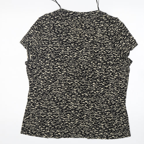 Planet Womens Multicoloured Animal Print Viscose Basic T-Shirt Size XL Round Neck