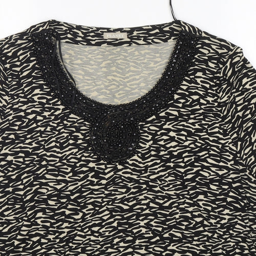 Planet Womens Multicoloured Animal Print Viscose Basic T-Shirt Size XL Round Neck