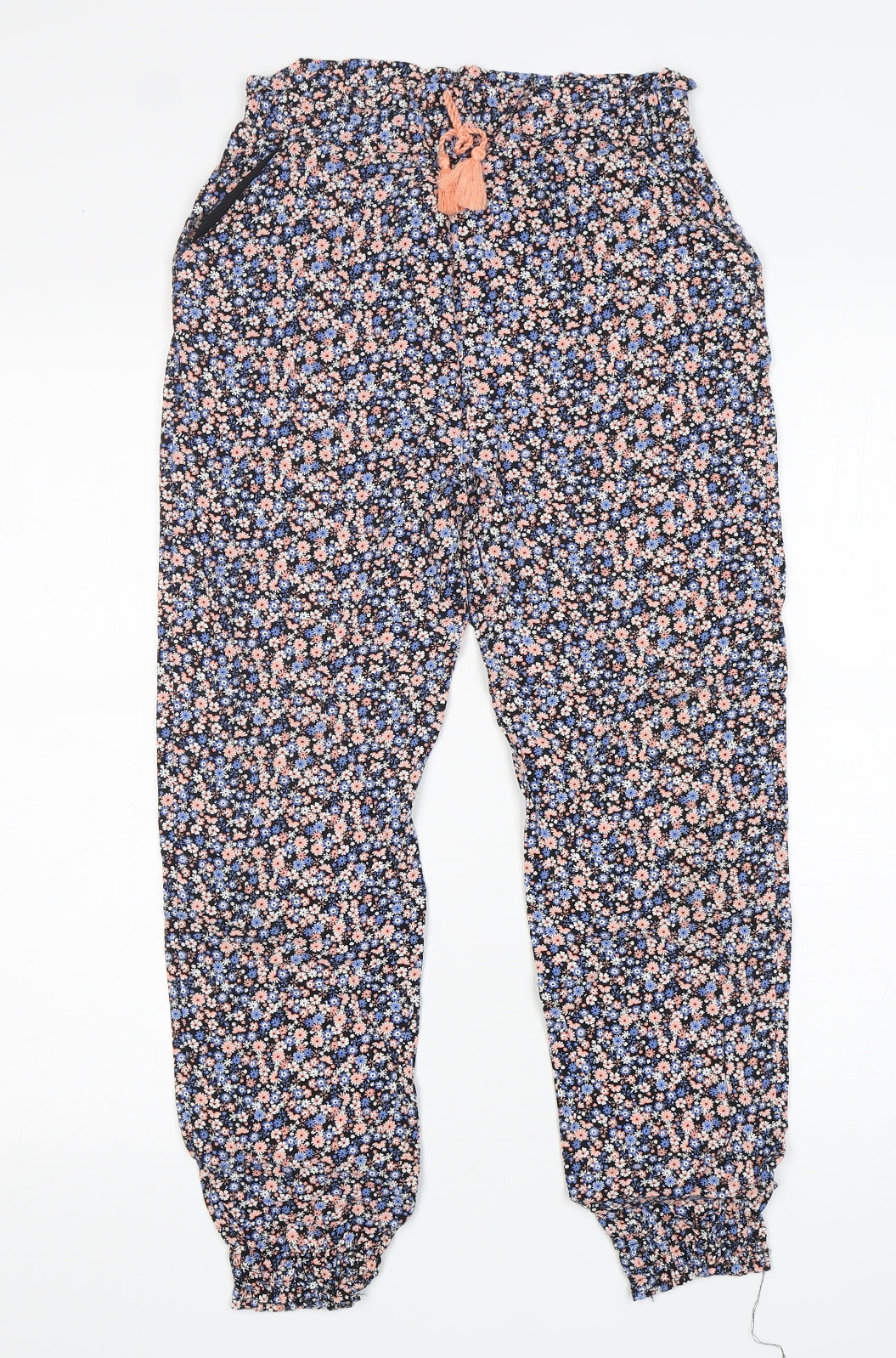 Primark Girls Multicoloured Floral Viscose Harem Trousers Size 13-14 Years  Regular
