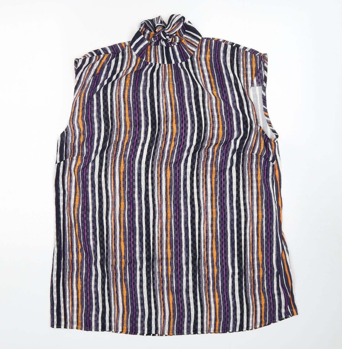 NEXT Womens Multicoloured Striped Polyester Basic Blouse Size 18 High Neck