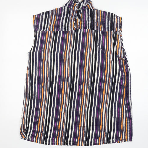 NEXT Womens Multicoloured Striped Polyester Basic Blouse Size 18 High Neck