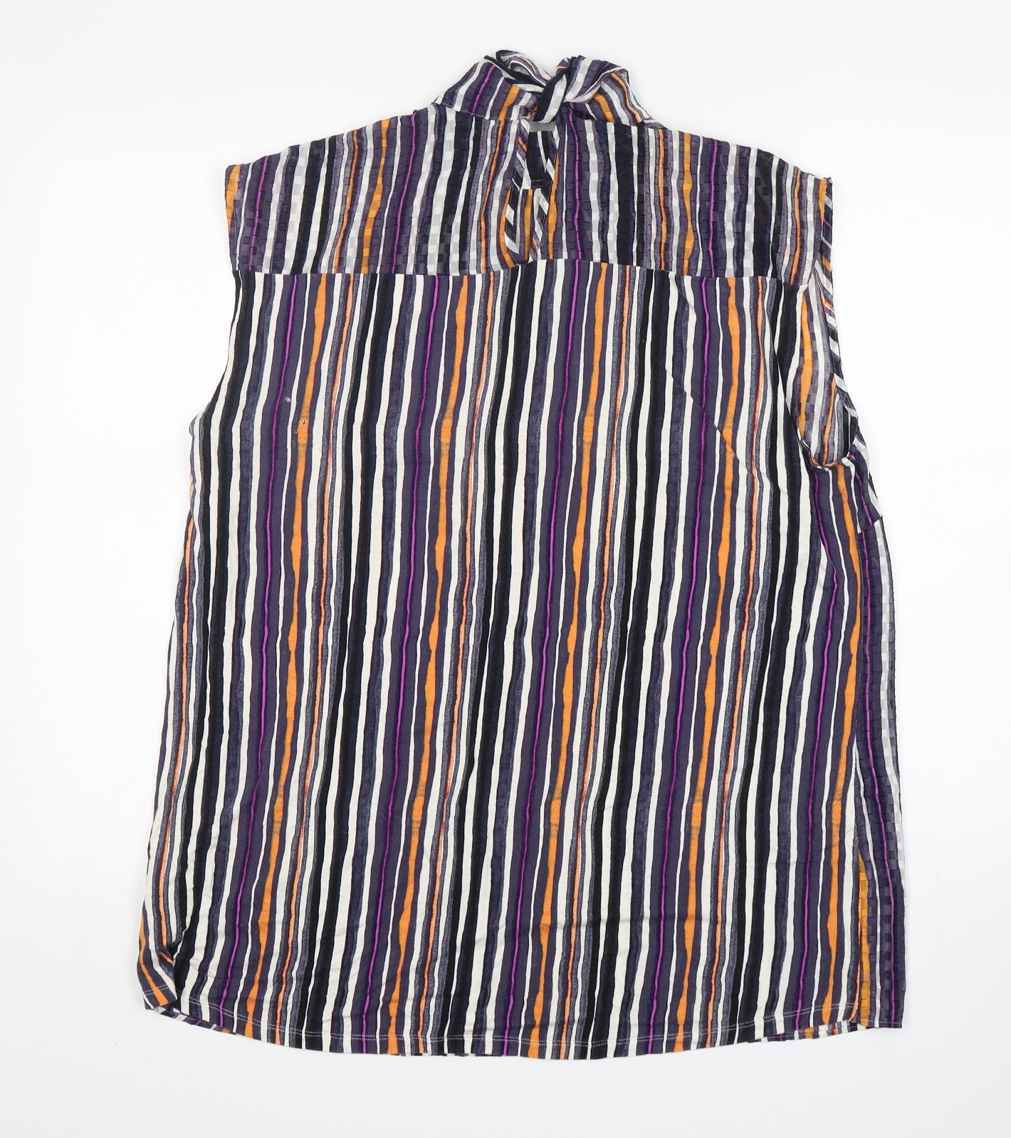 NEXT Womens Multicoloured Striped Polyester Basic Blouse Size 18 High Neck