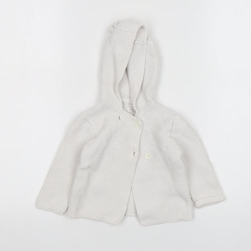Primark Girls White  Cotton Cardigan Jumper Size 6-9 Months  Button