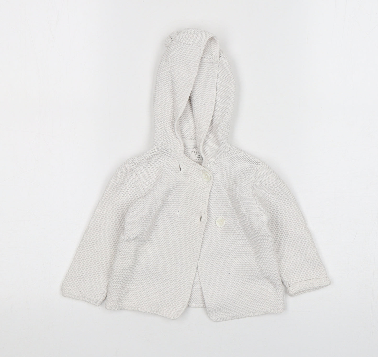 Primark Girls White  Cotton Cardigan Jumper Size 6-9 Months  Button