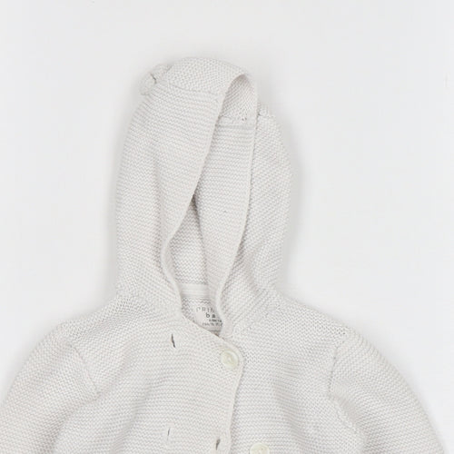 Primark Girls White  Cotton Cardigan Jumper Size 6-9 Months  Button