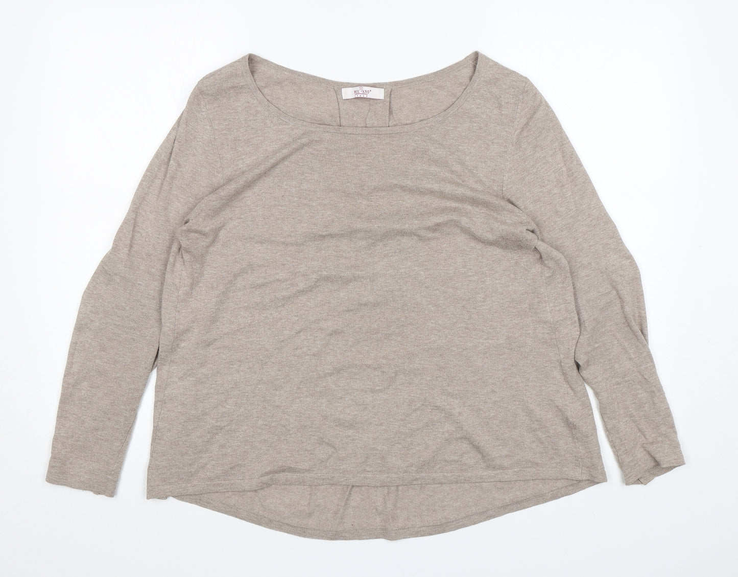 Milano  Womens Beige Round Neck  Polyester Pullover Jumper Size M