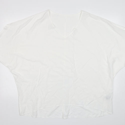 Shein  Womens White  Polyester Basic Blouse Size XL V-Neck