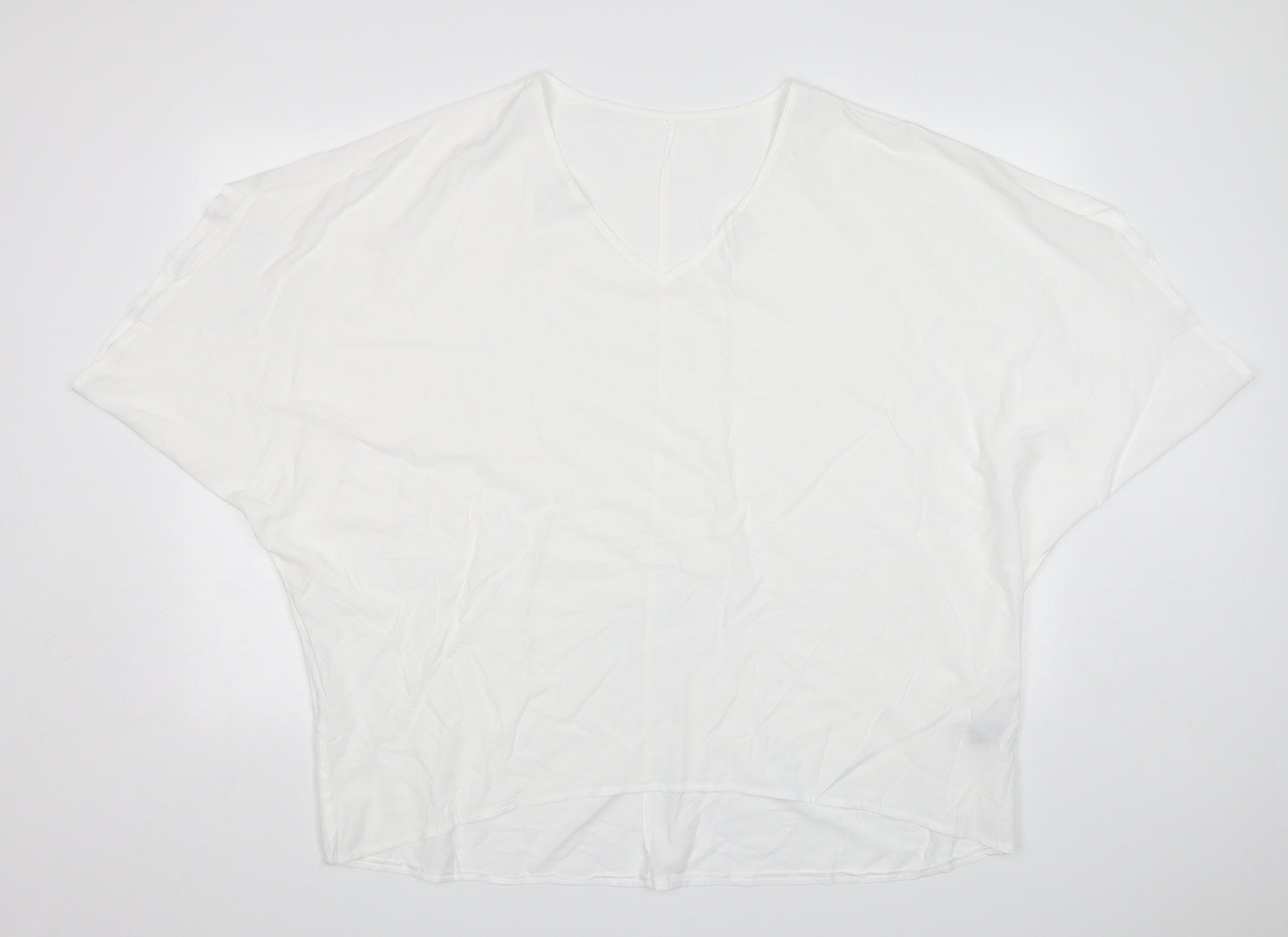 Shein  Womens White  Polyester Basic Blouse Size XL V-Neck