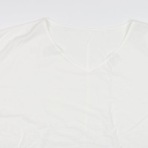 Shein  Womens White  Polyester Basic Blouse Size XL V-Neck