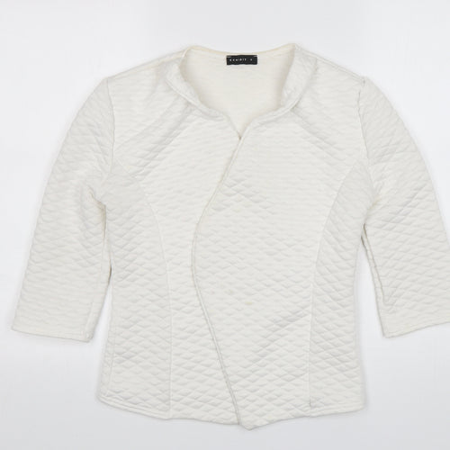 Exhibit Womens White V-Neck  Polyester Cardigan Jumper Size 8