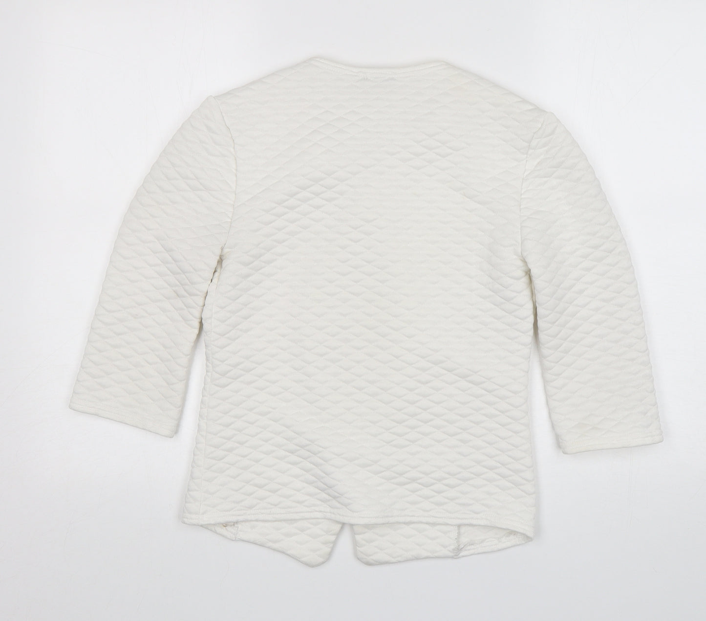 Exhibit Womens White V-Neck  Polyester Cardigan Jumper Size 8