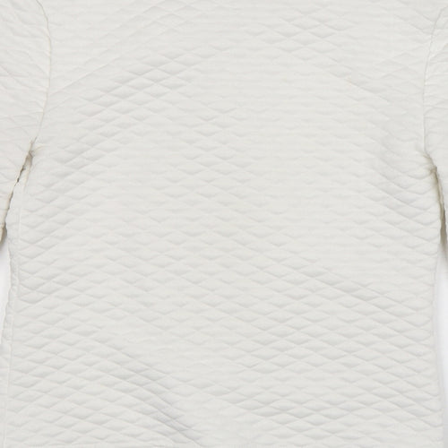 Exhibit Womens White V-Neck  Polyester Cardigan Jumper Size 8