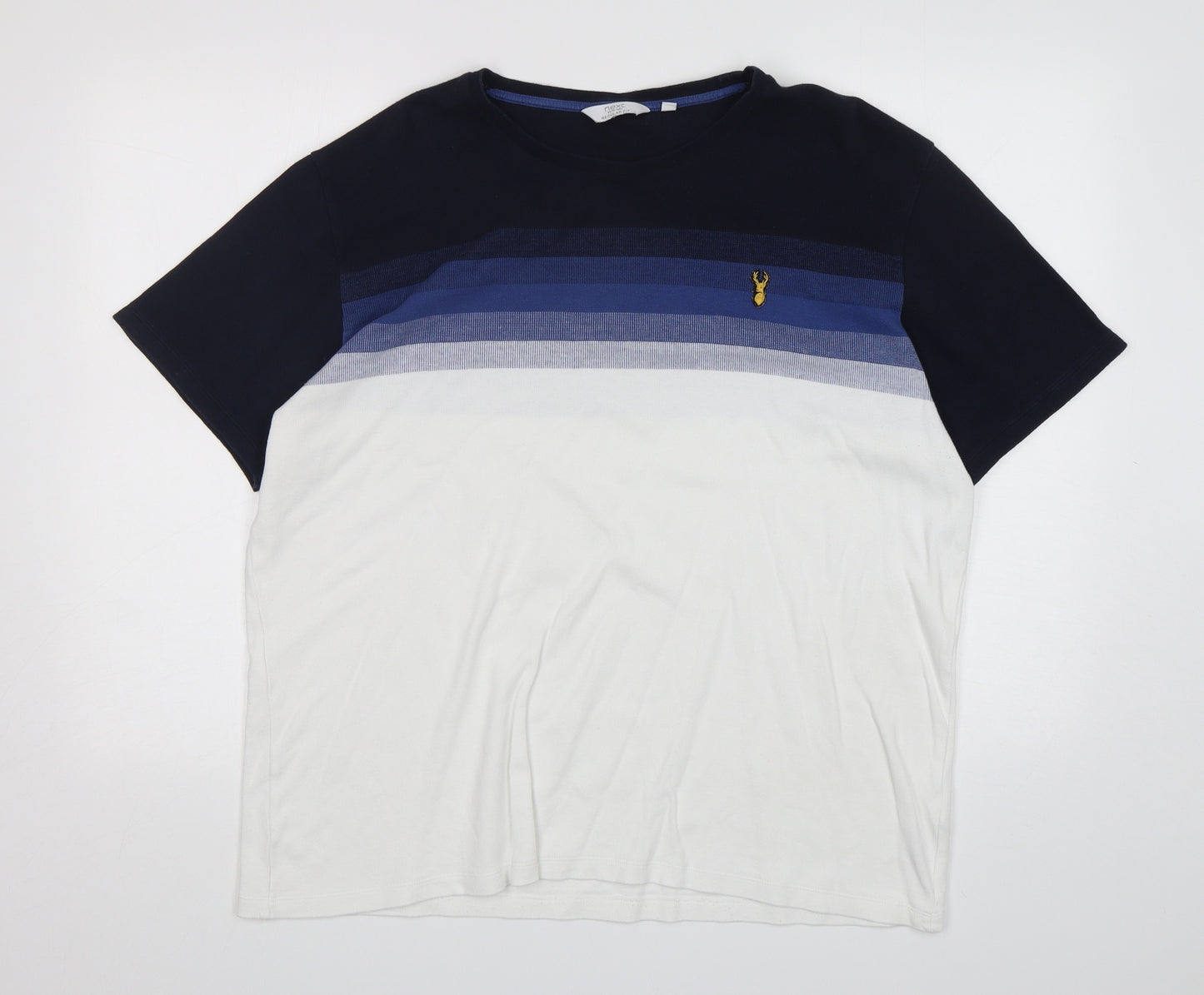 NEXT Mens Multicoloured Striped Cotton  T-Shirt Size XL Round Neck