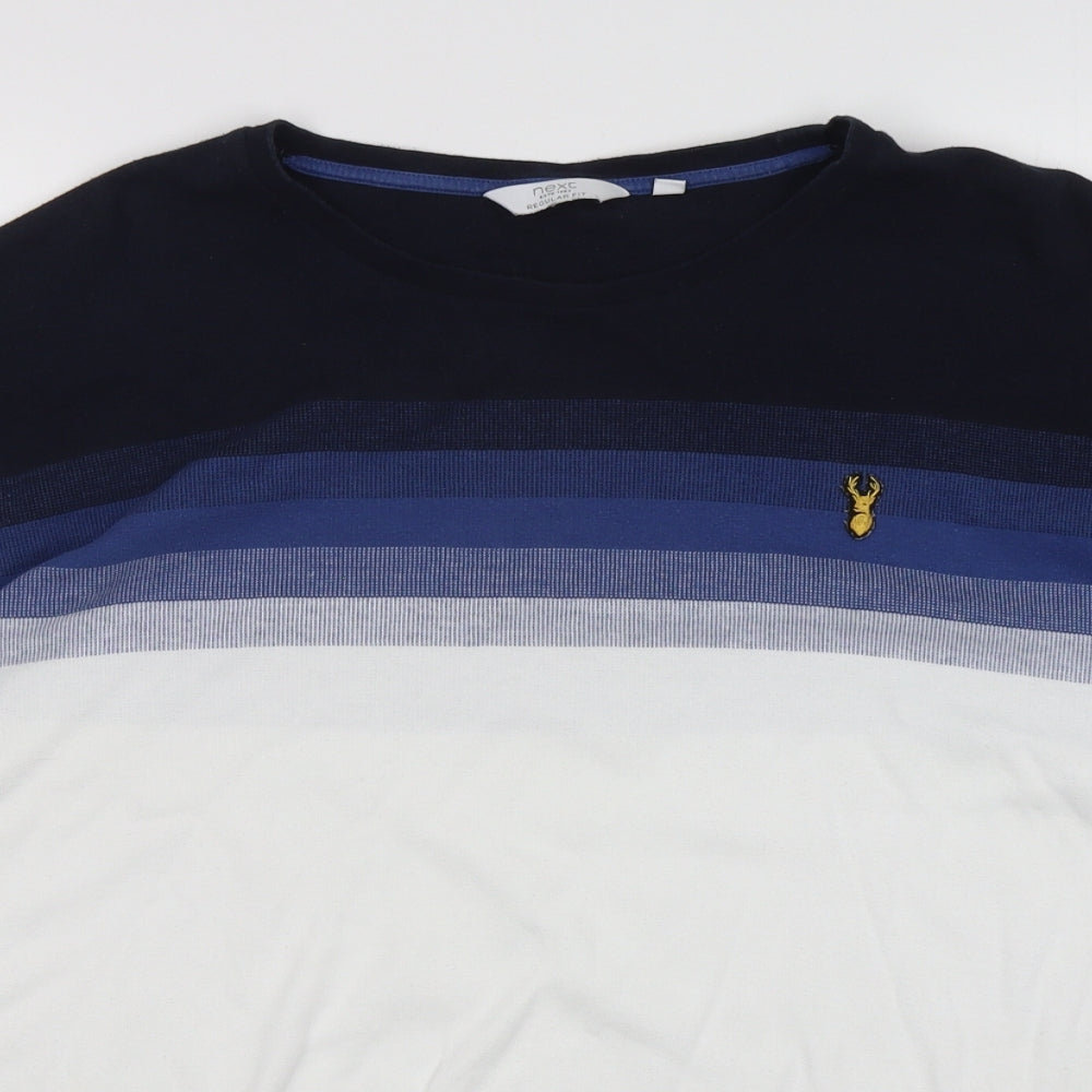 NEXT Mens Multicoloured Striped Cotton  T-Shirt Size XL Round Neck