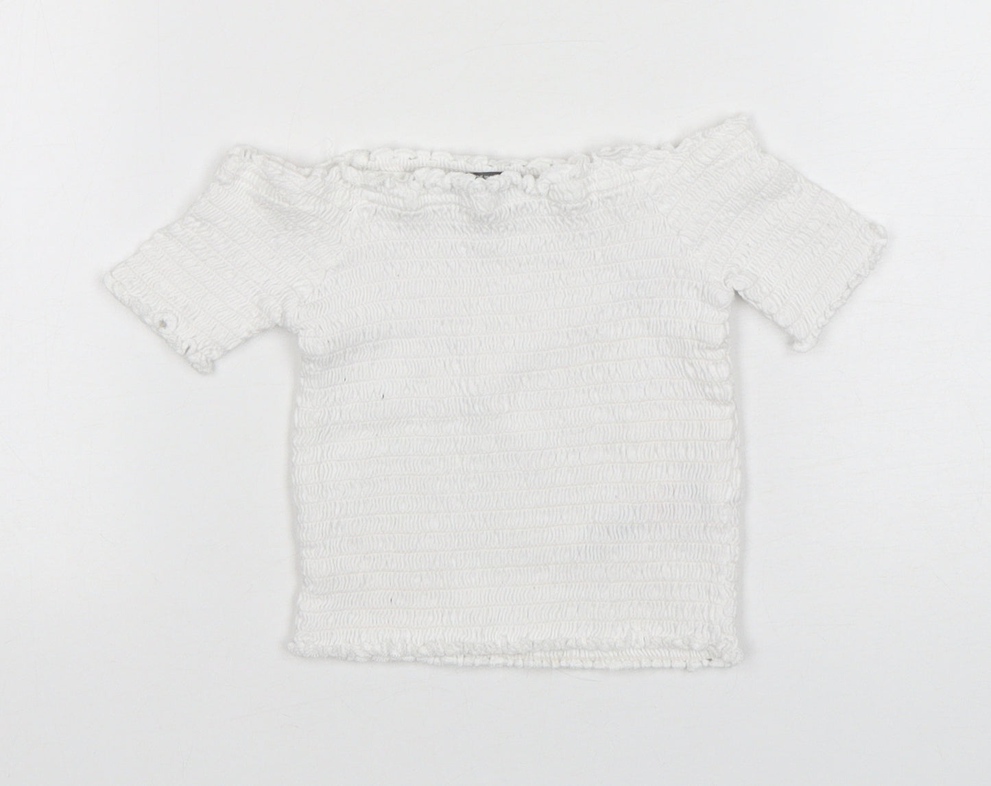 Primark Girls White  Cotton Basic T-Shirt Size 4-5 Years Boat Neck Pullover