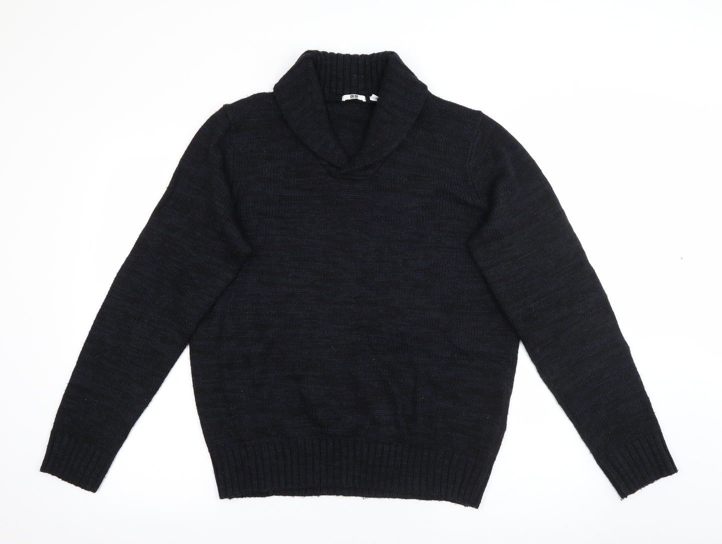 Uniqlo Mens Black Roll Neck  Acrylic Pullover Jumper Size M